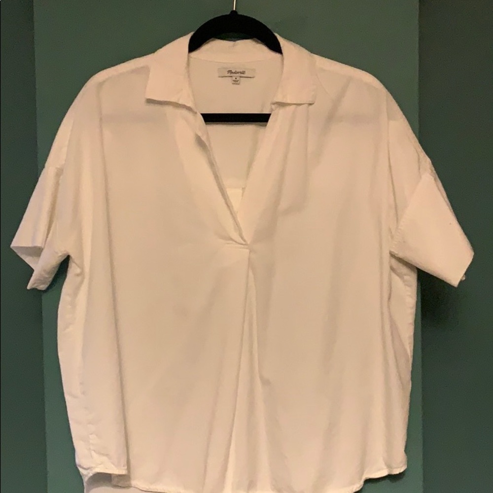 Madewell white collared boxy top